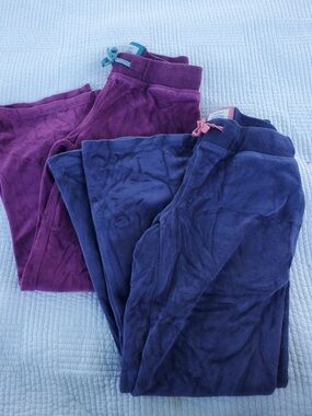 Cozy Mini Boden Plush Pants - Purple & Deep Blue
